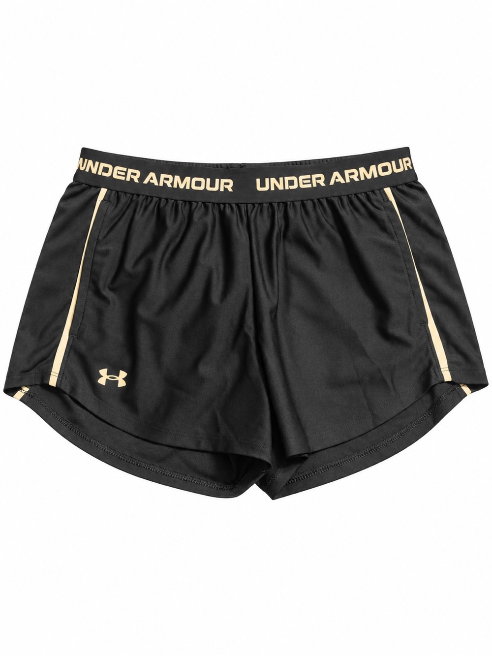 NWOT Under Armour Black Athletic Shorts with Gold Trim Size YL Retail $30.00